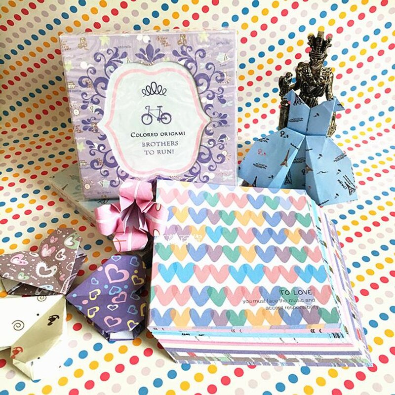 100pcs 8.4cm Small Floral Origami Paper Love Pony Tower Scrapbooking Paper Fresh And Lovely Folding Origami Paper Crafts Love