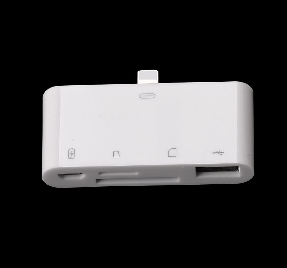 4 i 1 otg kortlæser ios telefon sd tf hukommelseskortskriver usb 2.0 kamera tilslutningskit adapter til iphone x xs max  xr 6 7 8 ipad