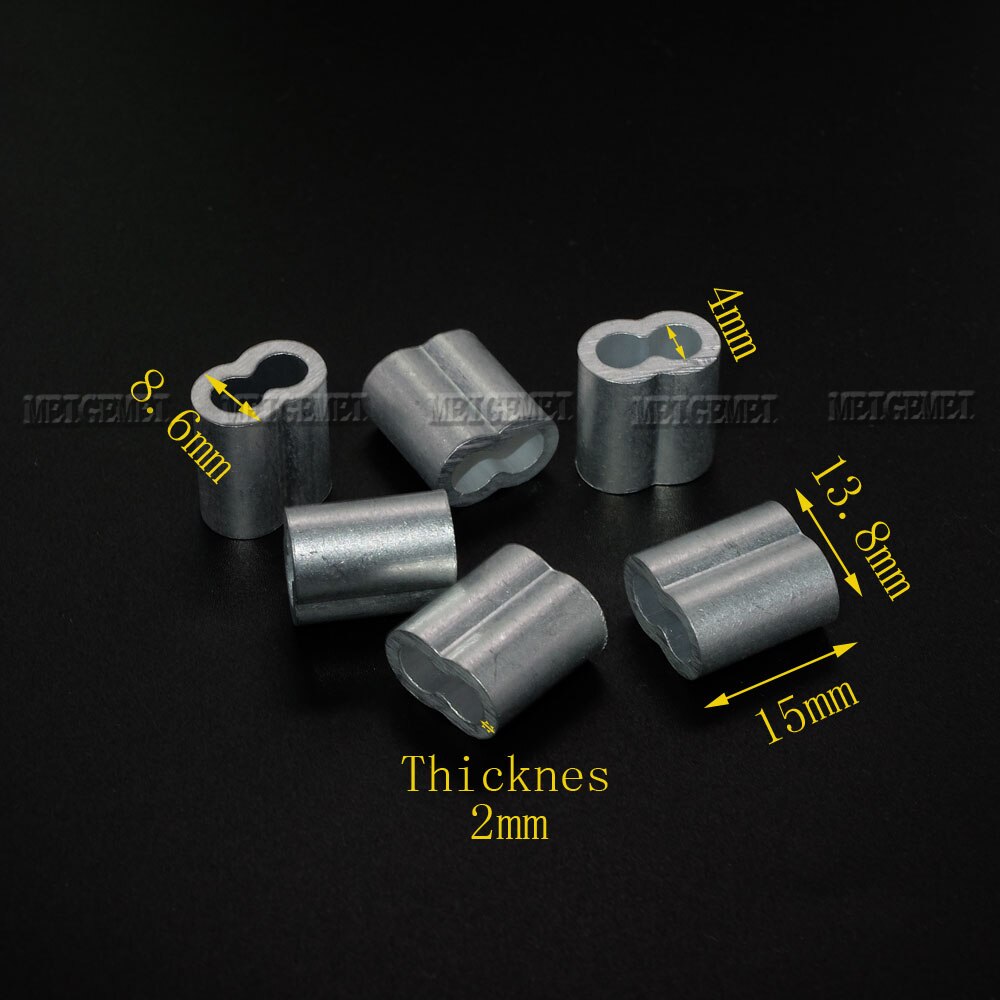 10pcs Aluminum Wire Crimp Sleeve Cord Lock Ferma Cavi Cable Stopper Arret De Cordon For Crimp Wire Ferrules Rope Hardware: 4mm