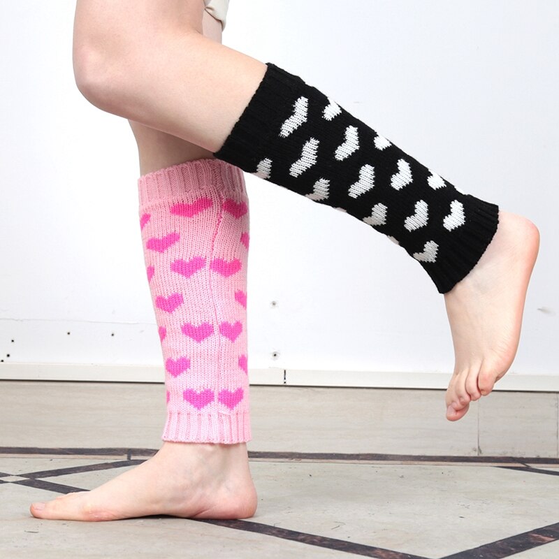 Japanese Lolita Sweet Heart Girls Leg Warmer Knit Socks Wool Ball Knitted Foot Cover Cosplay Women Heap Heap Socks