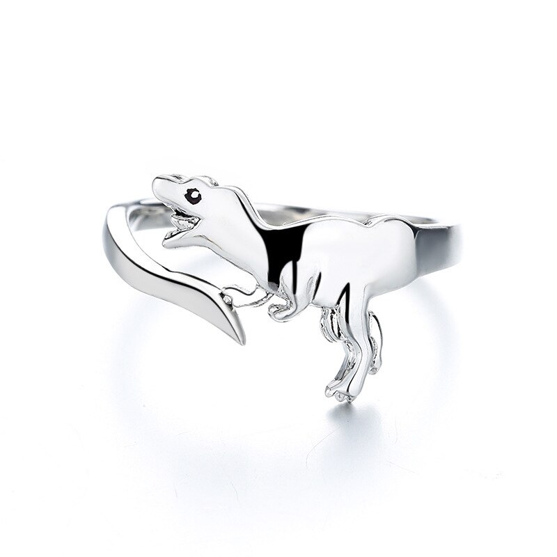 Dinosaurier Ringe Tyrannosaurus Stegosaurus minimalistisch Netter Ebene Ring Männer Frauen modisch Schmuck Einstellbar Größe: WN1136-2