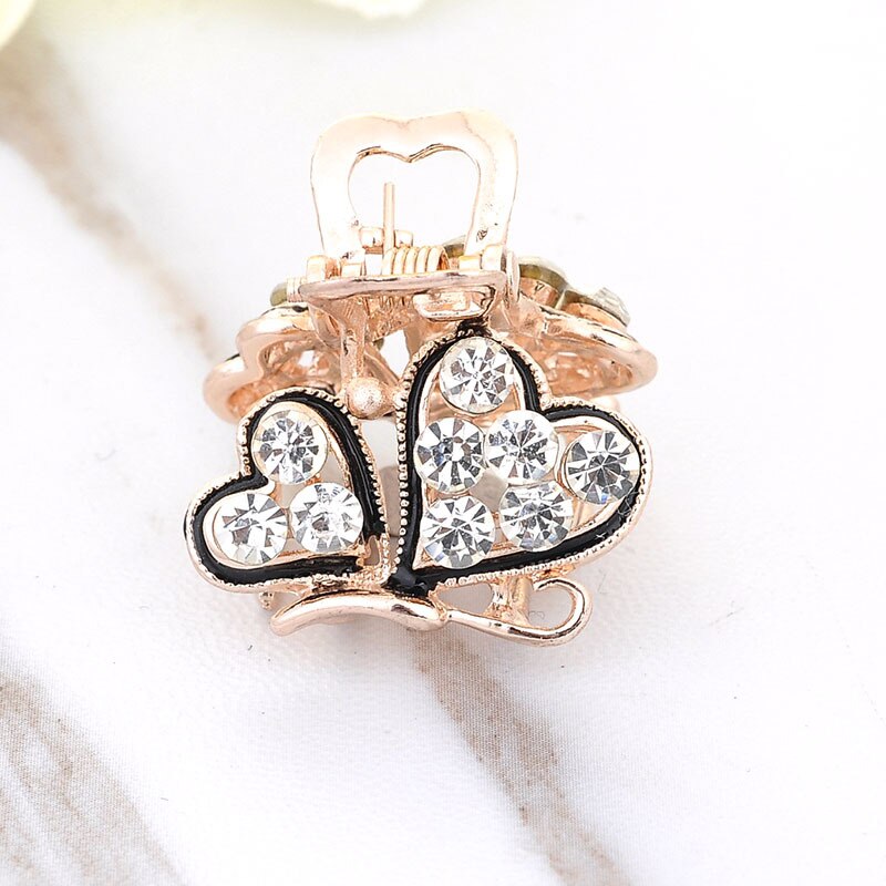 Mode Krab Klauw Clip Voor Vrouwen Meisjes Gouden Vlinder Hart Barrette Vol Strass Bruiloft Haar Accessoires Sieraden: 1 heart