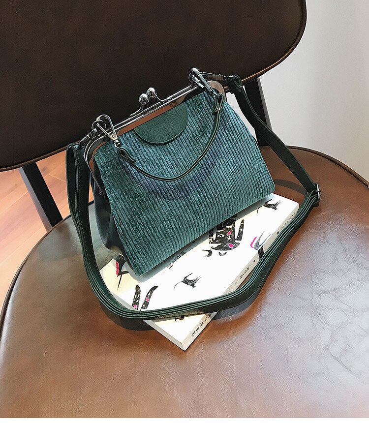 LilyHood, bolso de mensajero de pana a rayas para mujer, bolso Retro de concha, pequeño bolso de hombro, bolso de mano de , pequeño bolso de mano: green