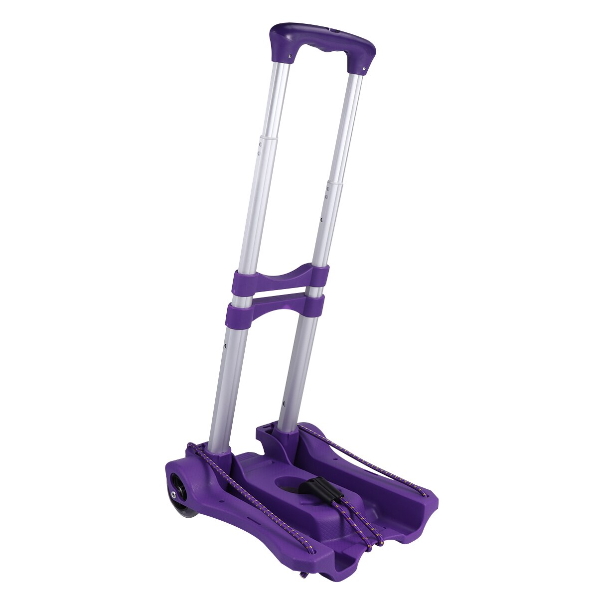 1Pcs Folding Aluminum Alloy Trolley Case Hand Cart Plastic Heavy Storage Box Purple Thicken and Mute for Two Rounds A35