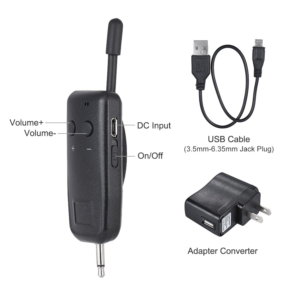 UHF Wireless Audio Digital Transmitter Receiver System for Electric Guitar Bass Violin Musical Instrument Parts Kit: US Plug
