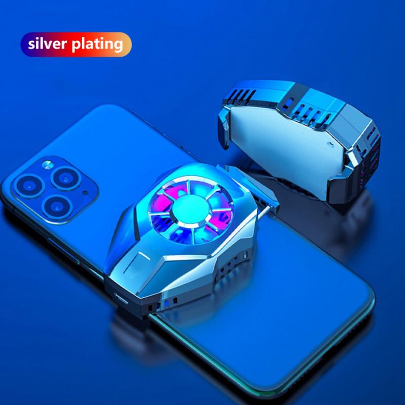 Mobile Phone Cooler Cooling Fan Gamepad Holder Bracket Fan Radiator Tablet USB Charging Smart Cooler For IPhone Huawei Xiaomi: silver