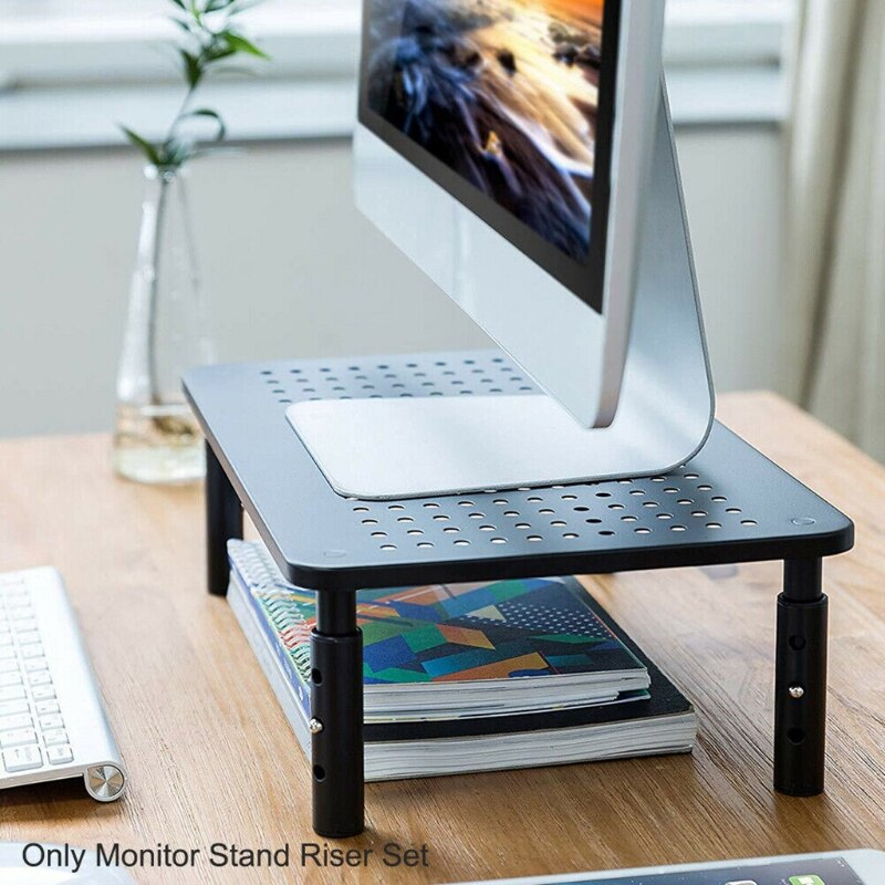 3 Height Adjustable With Mesh Platform Iron Plate Monitor Stand Riser Portable