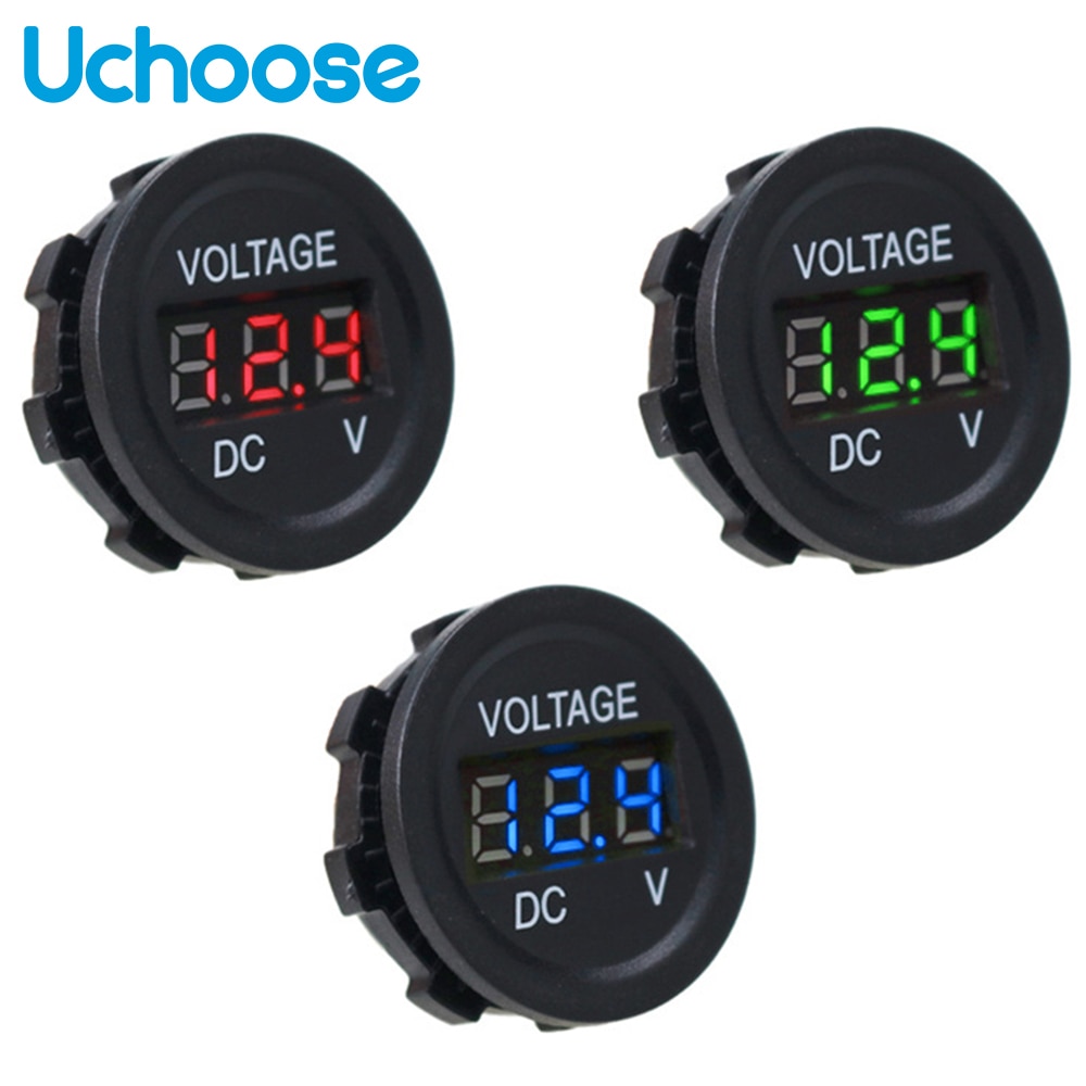 Rotondo Impermeabile auto Moto Pannello portato digitale Schermo del Misuratore di Tensione Voltmetro del tester di Tensione del tester del tenere sotto controllo Schermo DC6V-30V