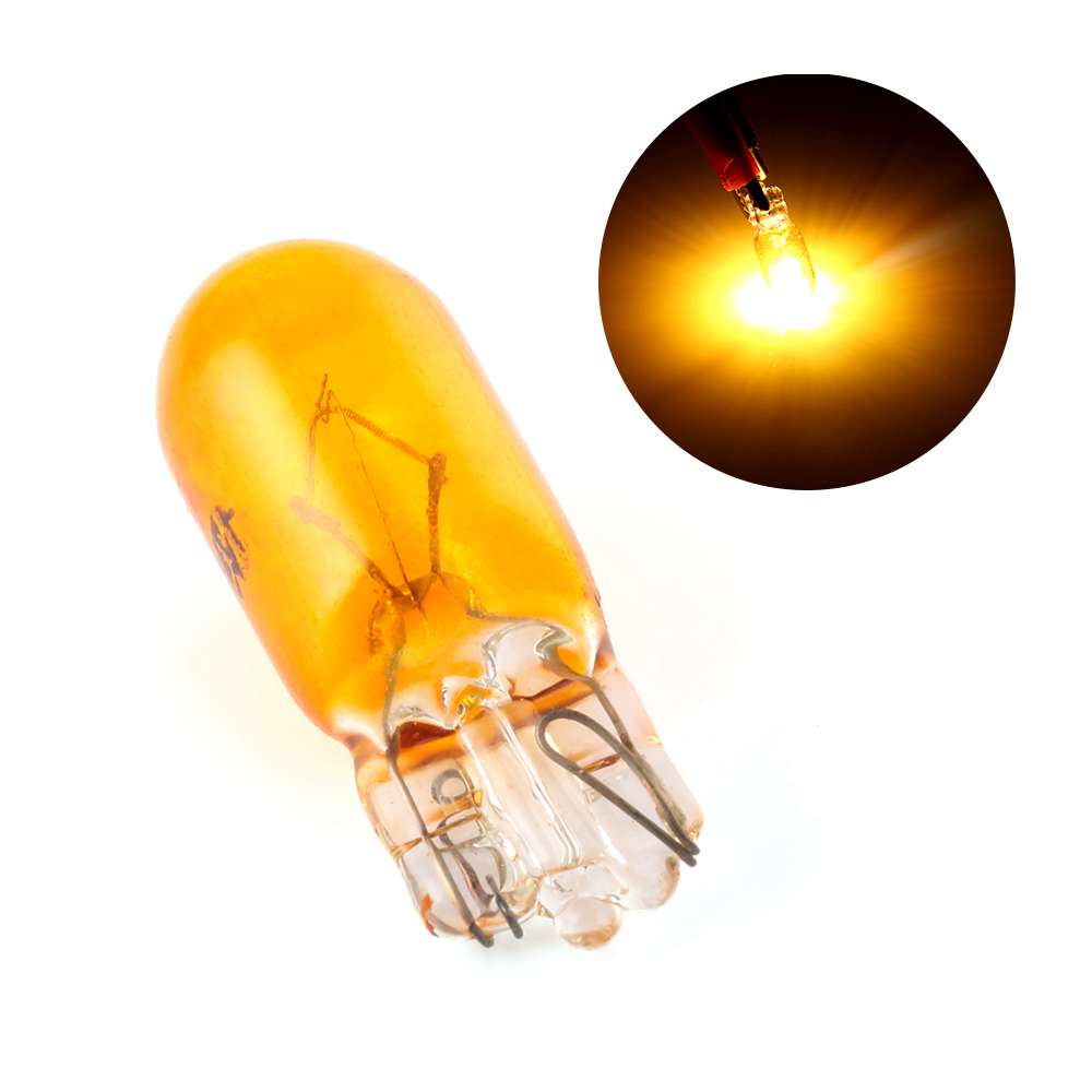 Bombilla halógena w5w T10 para luces de estacionamiento de coche, luz amarilla con cuñas laterales, 194, 501, 10 Uds.: Default Title