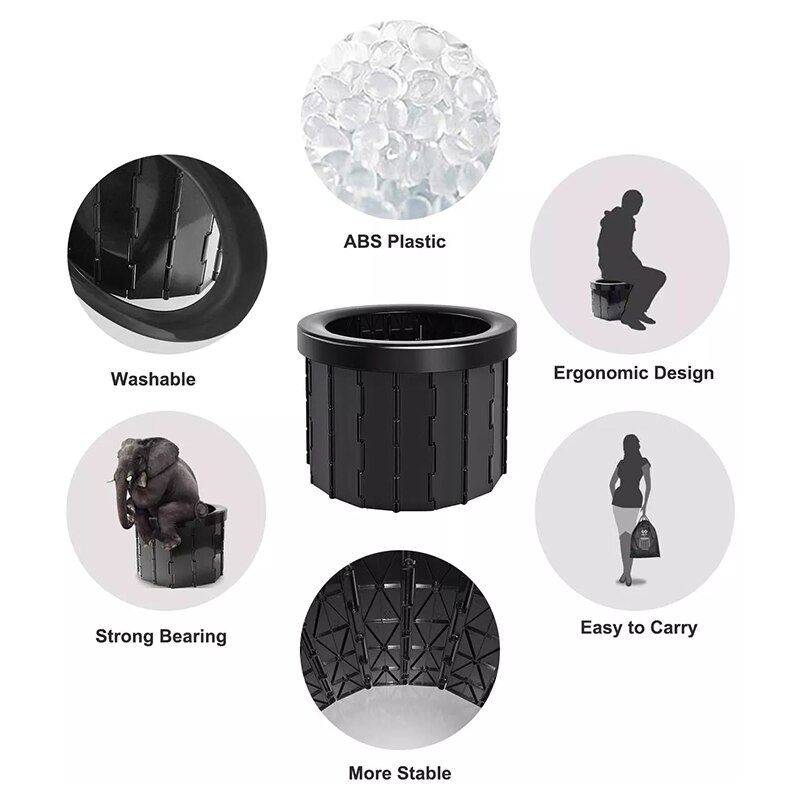 Portable Toilet Folding Commode Porta Potty Car Toilet Camping Toilet For Travel Bucket Toilet Seat for Camping Hiking Long Trip