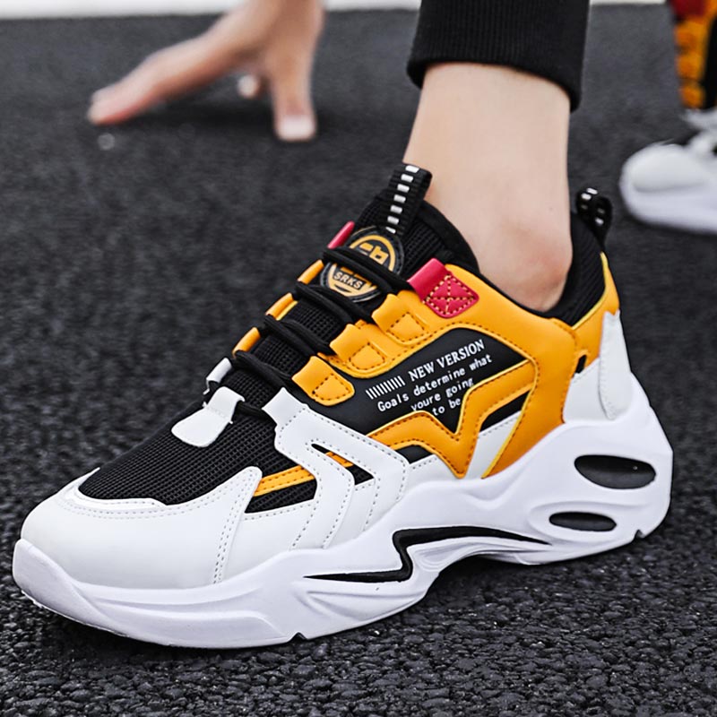 Platform Summer Men's Sport Shoes Tennis Man Sports To Run Shoes Men Sneakers Male Trainers White Orange Chausure Jogging E-463