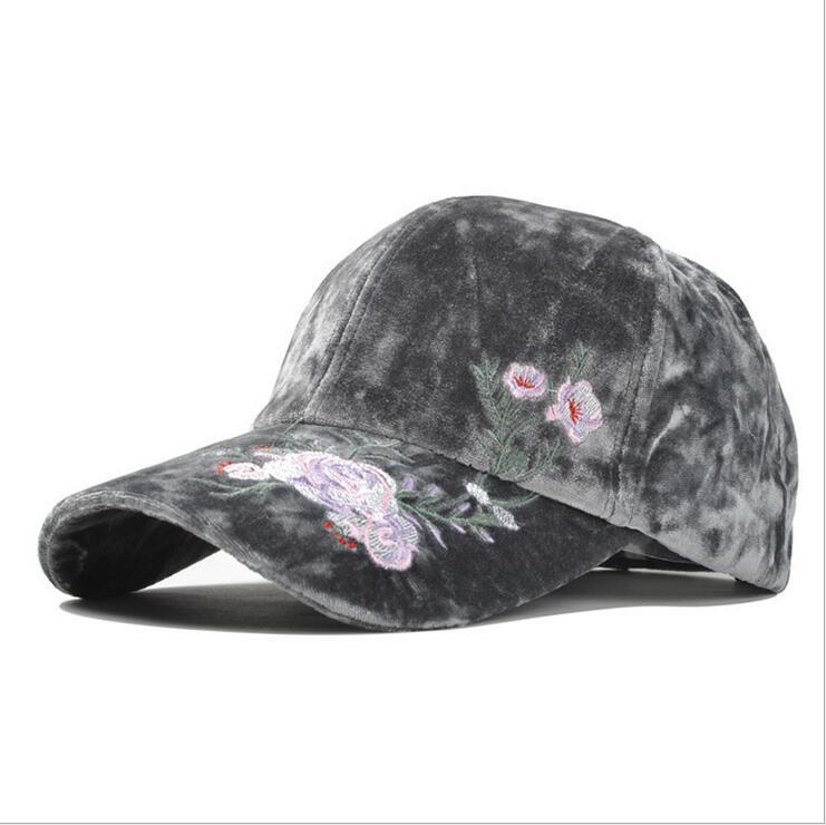 Seioum fløjl broderi rose blomst kasket kvinder motorhjelm baseball kasket vinter hat til mænd gorros: 2