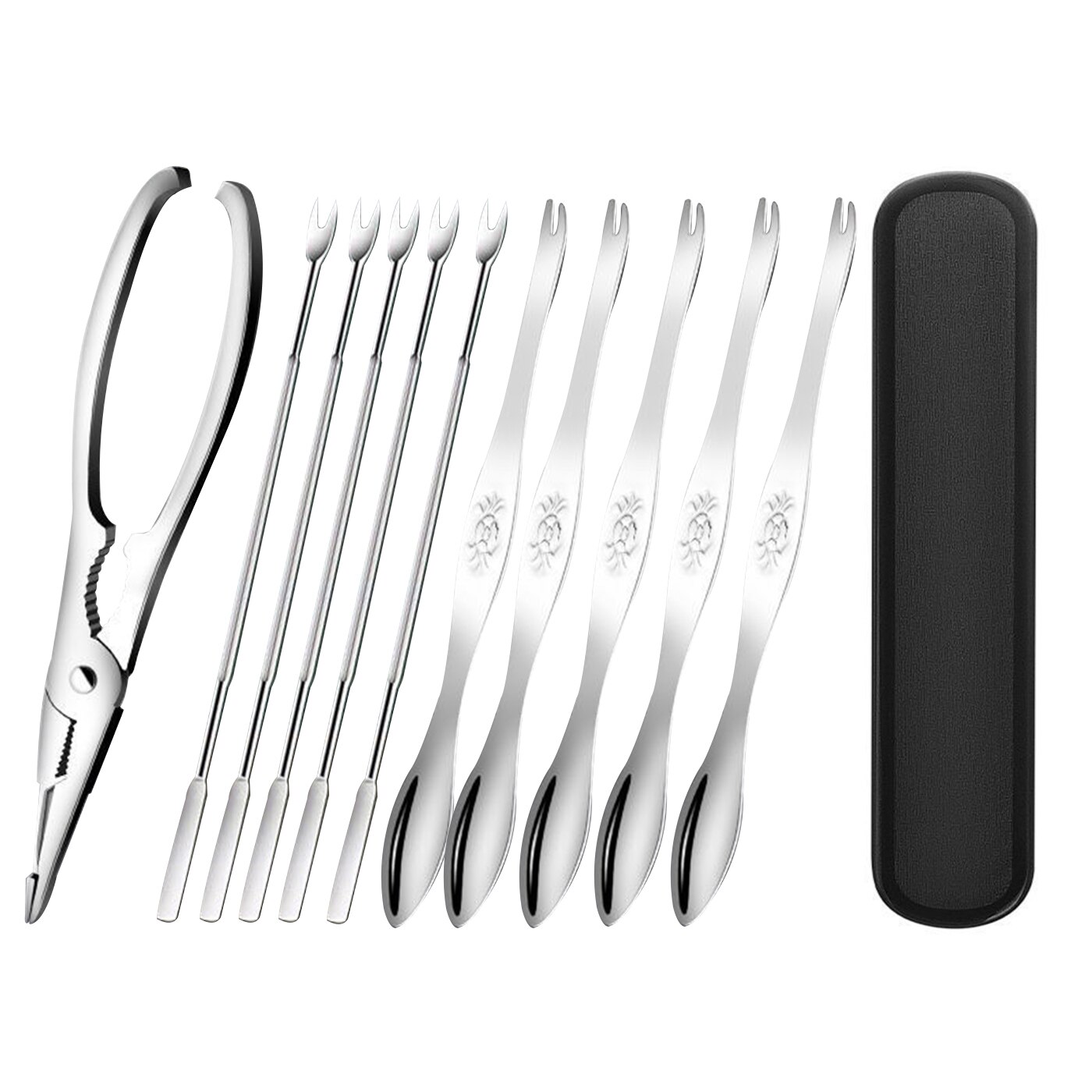 Seafood Tool Set Stainless Steel Crab Tool Durable Practical Lobster Crab Claw Cracker Leg Fork Picks Spoons Kitchen Accessories: 11pcs