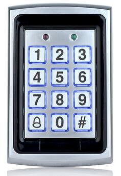 Metal RFID Reader 125kHz Proximity Door Access Control Keypad 7612 Support 1000+ 10 Key Fobs For RFID Door Access Control System