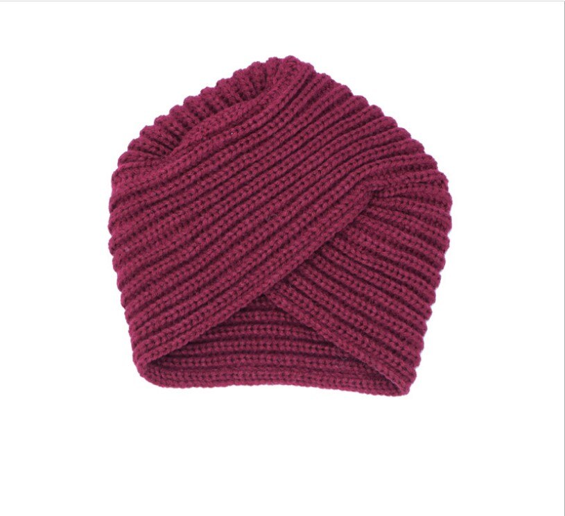Kvinder damer boho stil blød uld hæklet strikket hætte vinter varm afslappet muslimsk krydset turban hat sort lyserød kaffe: H