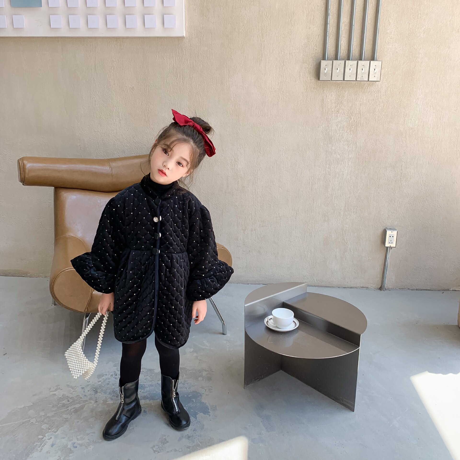 Van de Ven Fashion Persival meisjes jurk met bloemdessin en pofmouwen