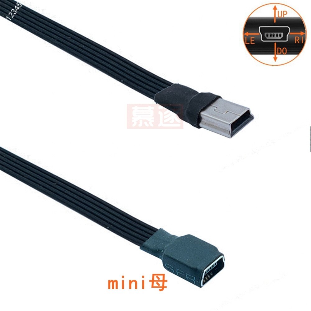 10CM 90 Degree 4 angle mini USB Female to Mini B 5 Pin Male cable Adapter 50CM 100CM: straight / 1m