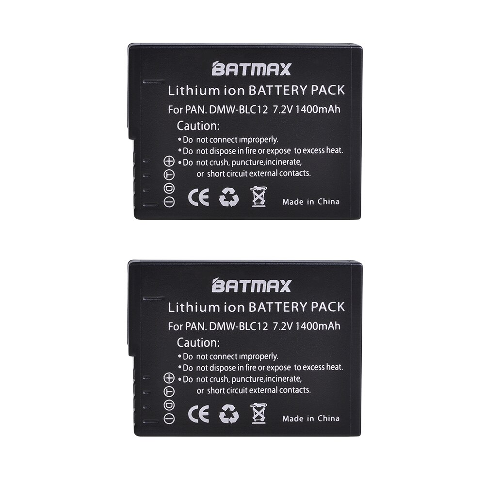 Batmax DMW-BLC12 BLC12E Batterij + Led Dual Charger Met Type C Poort Voor Panasonic FZ1000, FZ200, FZ300, G5, G6, G7, GH2, DMC-GX8: 2 battery