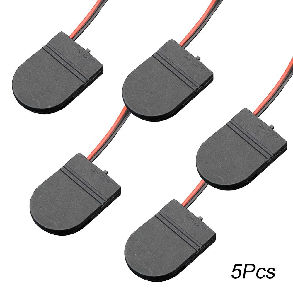 5PCS CR2032 coperchio della cassa del supporto della presa della batteria a bottone a bottone con interruttore ON-OFF scatola di immagazzinaggio della batteria da 3V: 5Pcs Black