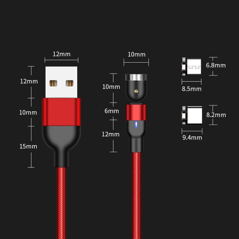 Magnetische Schnelle Ladung Mikro USB Typ C Kabel Unterstützung 3A Schnelle Ladung 360 Grad Drehbare Daten Kabel Für Android-praktisch