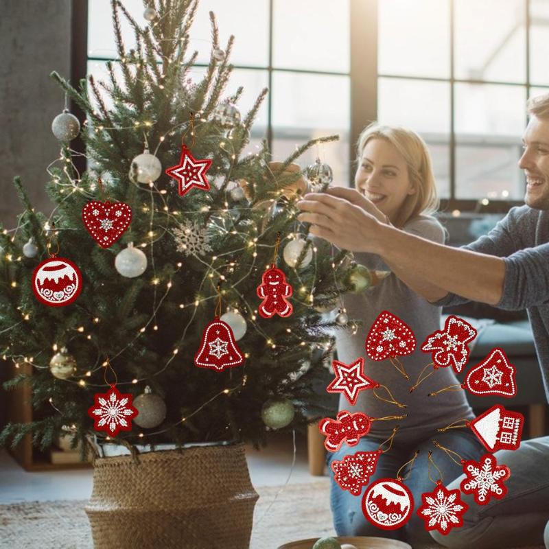 4/10 Pcs Kerstboom Sneeuwpop Sleutelhanger Diamant Schilderij Vrouwen Tas Sleutelhanger Hanger Speciale Vorm Kerstboom Hanger