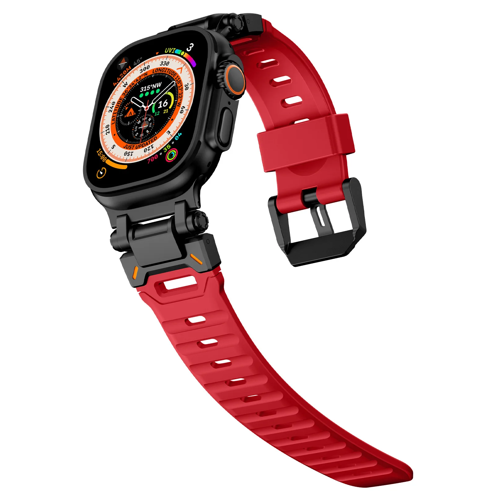 Pulseira de borracha para Apple Watch, Pulseira TPU de luxo, Ultra 2, 49mm, Série 9, 8, 7, SE, 6, 5, 4, cinta para iWatch Ultra 49, 45 milímetros, 42, 44 milímetros: BLACK WHITE / 12mm
