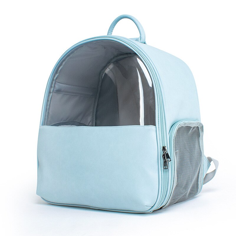 Comfortable Pet Cat Carrier Transparent Puppy Kitten Backpack Carriers Camping Travel Kennel: water blue L