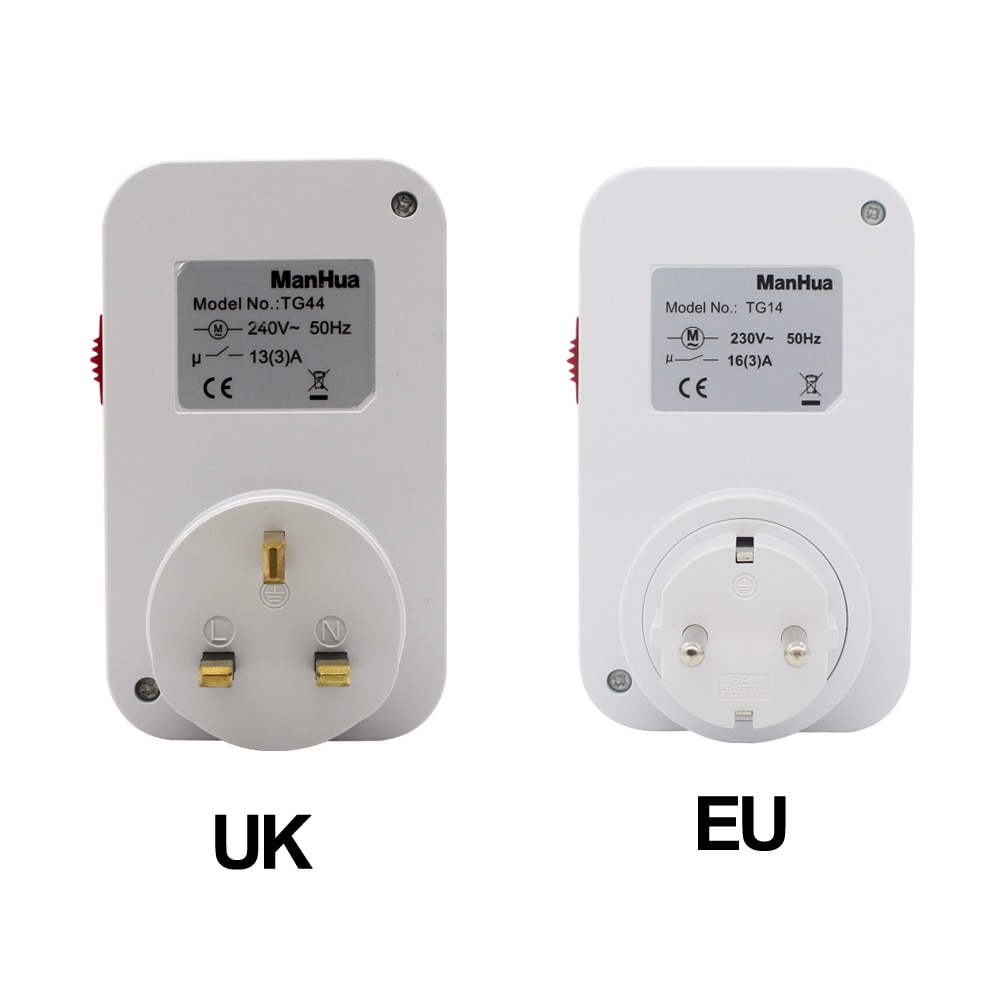 ManHua 24 Hour Programmable Mechanical Timer Switch Universal Socket Timer 220V 16A Europe Plug EU UK plug