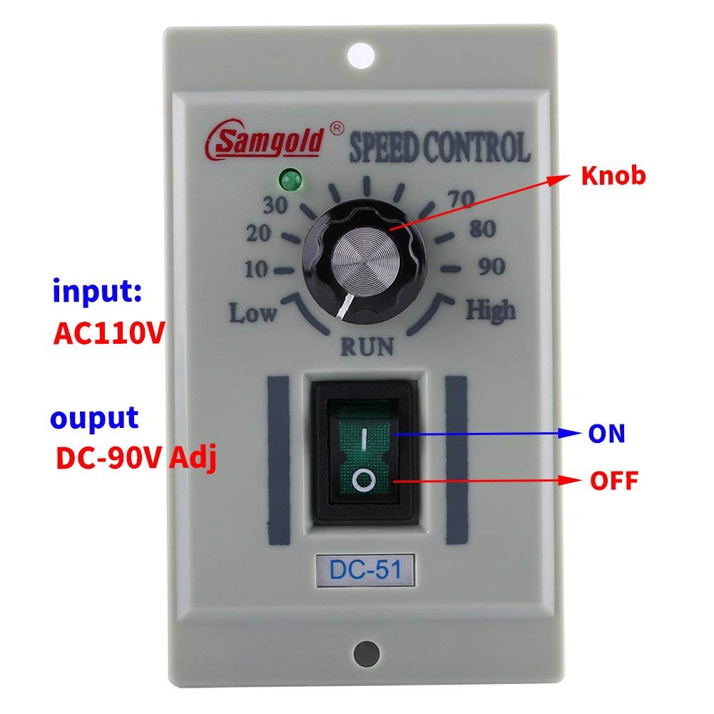 AC 110V Input DC 24V-90V Output DC Motor Speed Controller Switch Electric Speed Regulator for Permanent Magnet 400W DC-51