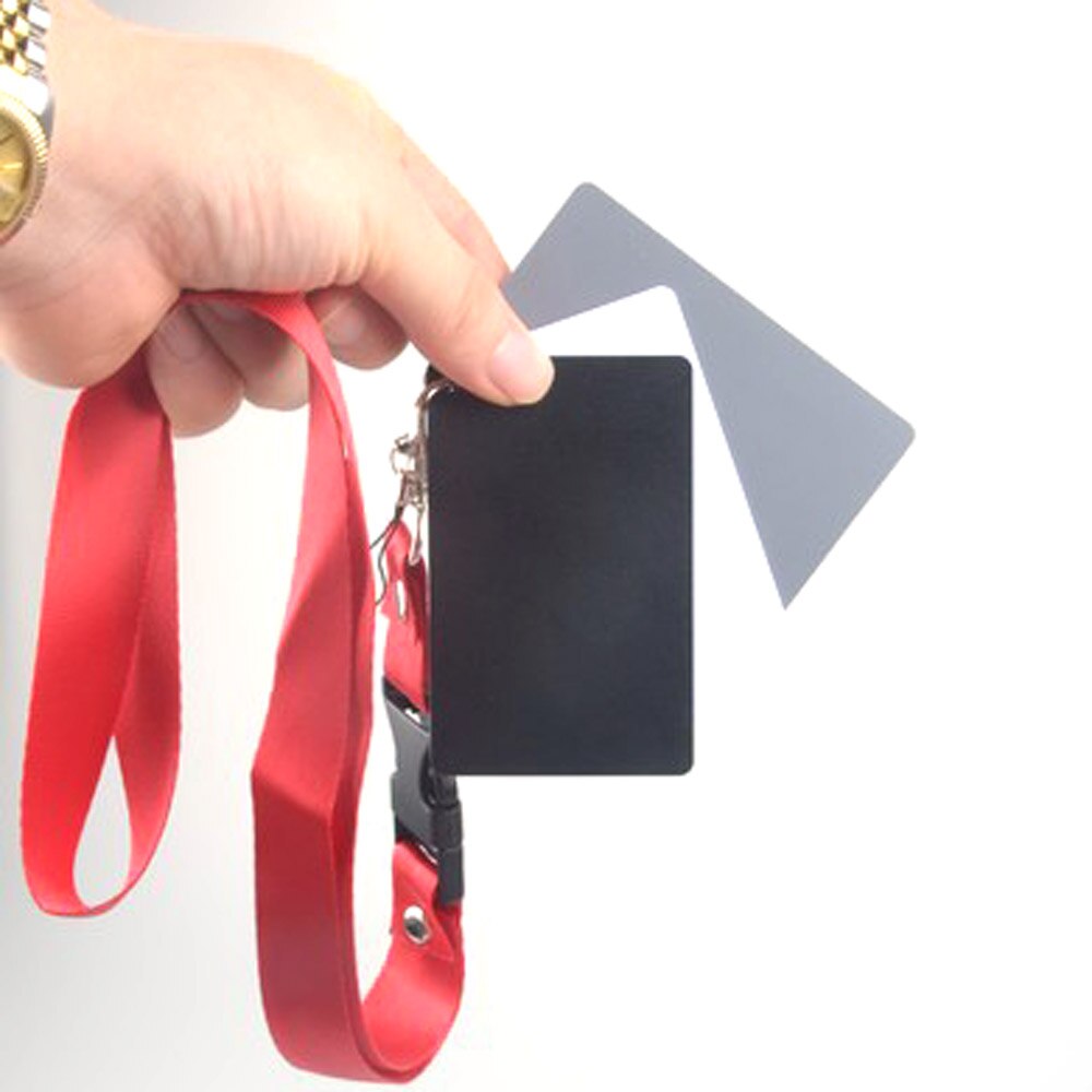 3 en 1 tarjetas digitales de bolsillo de tamaño blanco negro gris Tarjeta de Balance 18% gris con correa de cuello para accesorios de cámara de fotografía Digital