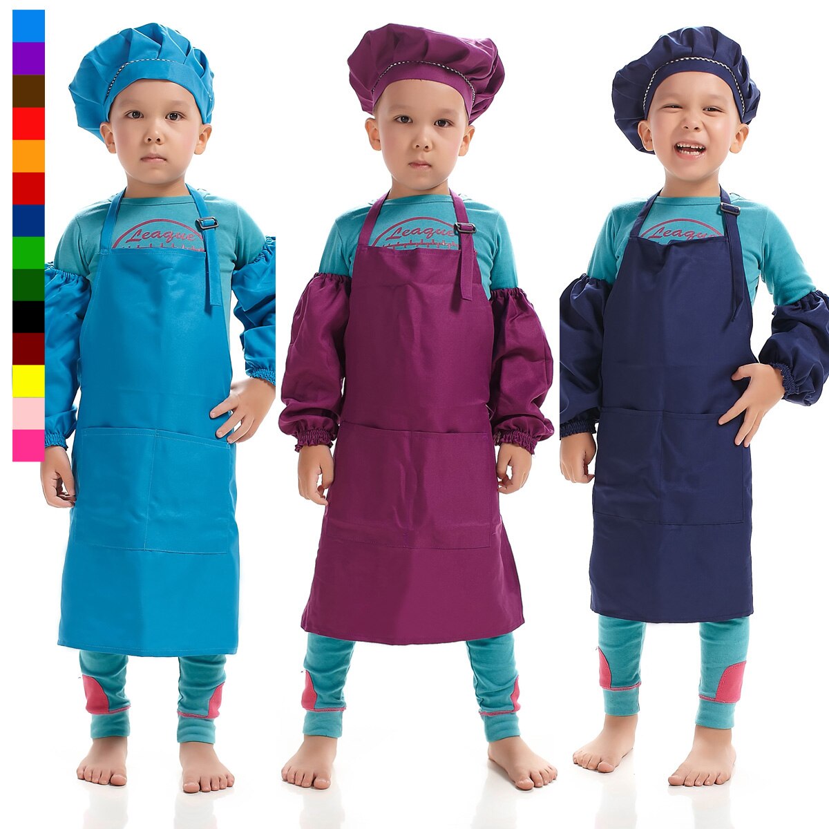 Kinderen Multicolor Koken Kleding Chef Uniform voor Kinderen Keuken Cosplay Halloween Party Kostuum Jongens Meisjes Schort Hoed Manchet