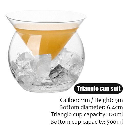 Copa de cristal sin plomo para cóctel, Copa triangular de cristal con forma de molecula de cristal, copa de Martini, serie ambassadora: B