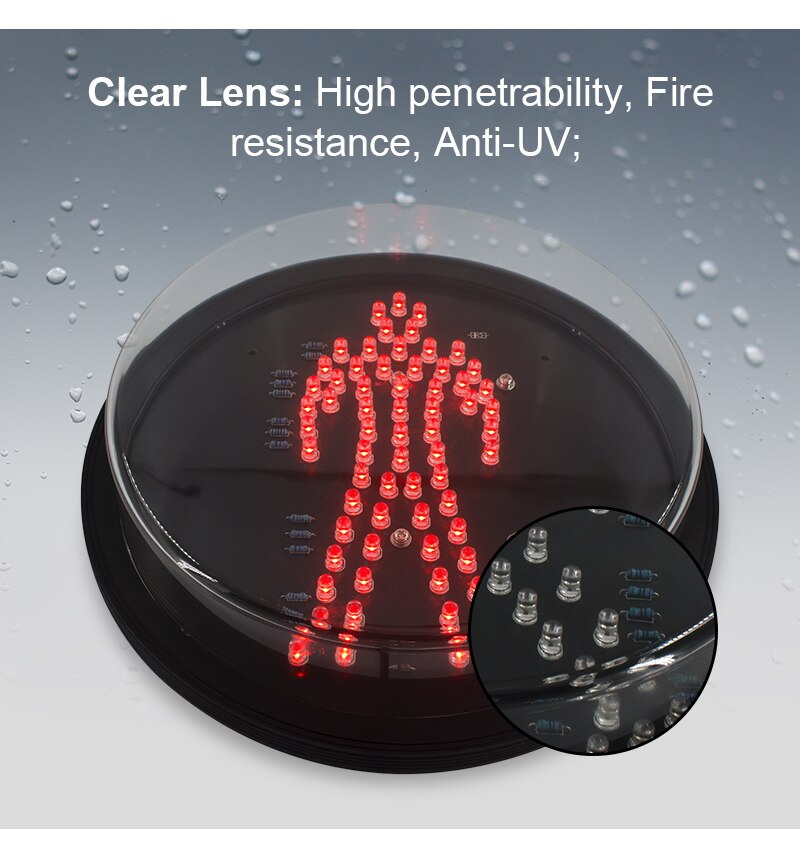 200mm średnica sygnalizacja świetlna dla pieszych moduł doprowadziło czerwony zielony