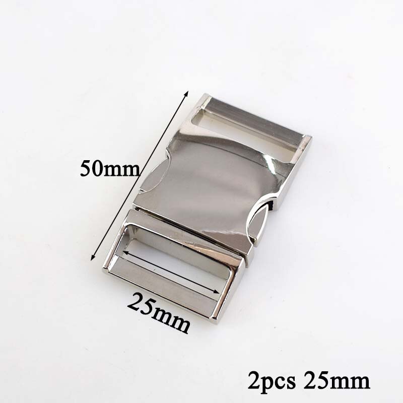 Meetee 2/4pcs 10-38mm Metal Side Release Curved Buckles for Paracord Bracelet Dog Collar Bags Belt Webbing Buckle Accessories: 2pcs 25mm silver