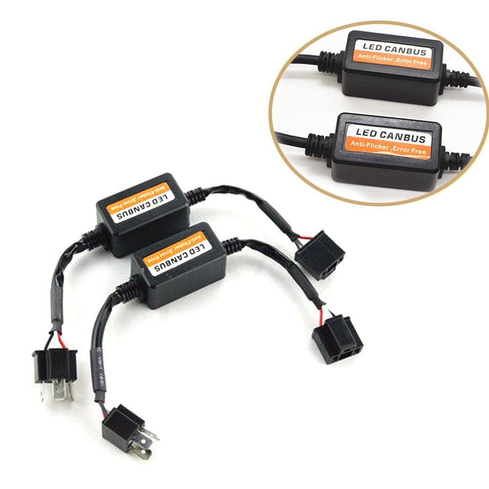 Pair H11 H15 H4 H7 9007 9005 LED CAN-BUS Warning Error Free Decoder Canceller Capacitor Anti-flicker Resistor harness Systems