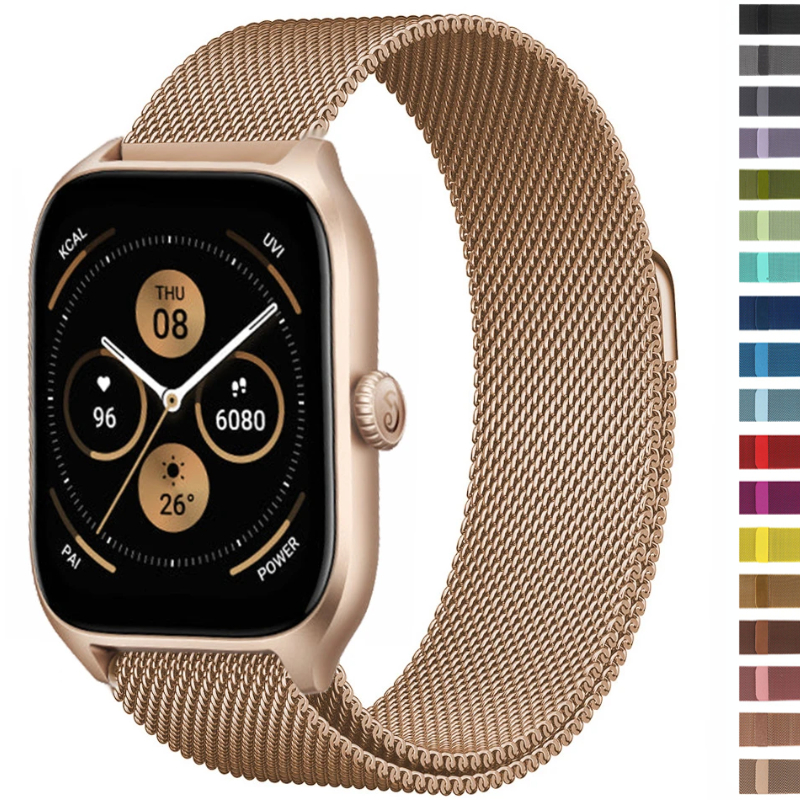 Banda milanesa de 20mm/22mm para Amazfit GTS/2/2e/3/4/GTS2 Mini/GTR 42mm/47mm/GTR2/3/4/Pro stratos pulsera de Metal Amazfit bip