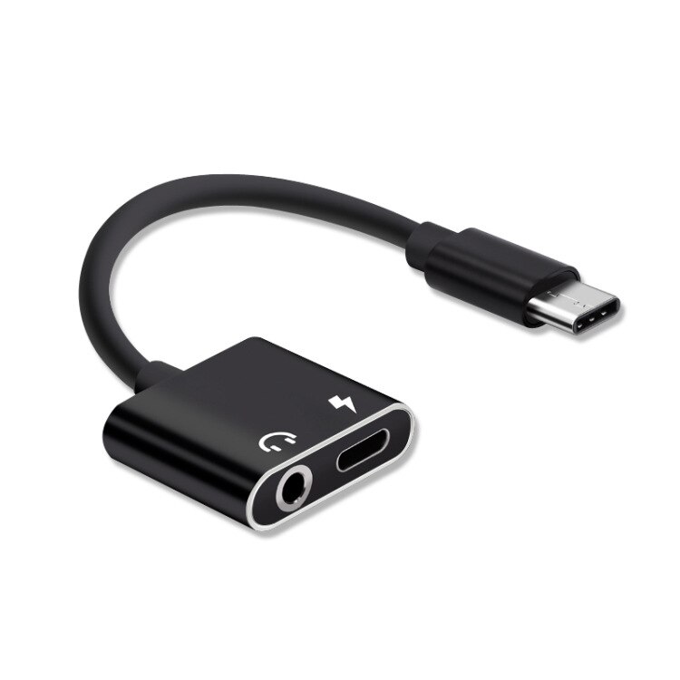 Usb Type C Male Naar 3.5Mm Jack Koptelefoon Adapter Kabel Aux Audio Voor Xiaomi Mi 6 Huawei P20 Mate 20 Pro Type-C Snel Opladen Adapter: Black