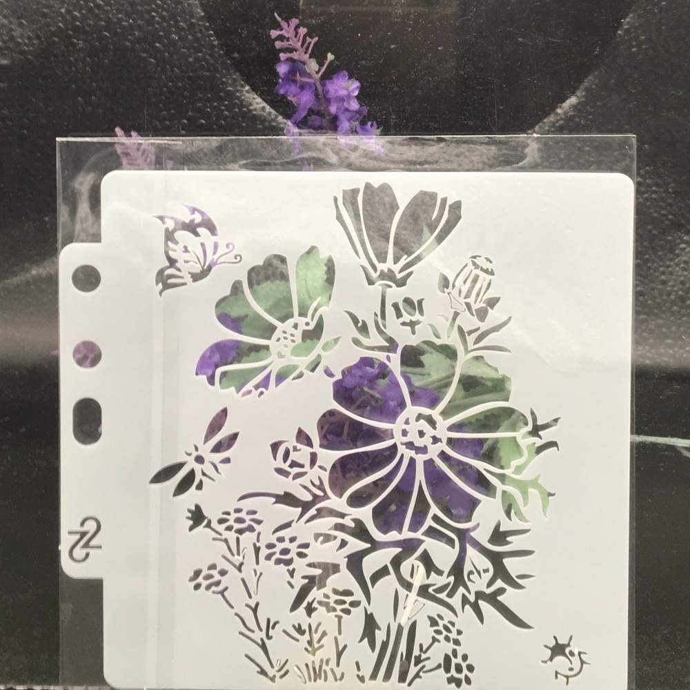 13cm Butterfly Rose Flower DIY Layering Stencils Wall Painting Scrapbook Coloring Embossing Album Decorative Card Template: A