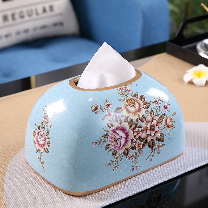 Square Oval Ceramic Tissue Box Desktop Decoration Painted Tissue Storage Box Napkin Holder Paper Towel Tube Storage Organize Box: oval d1