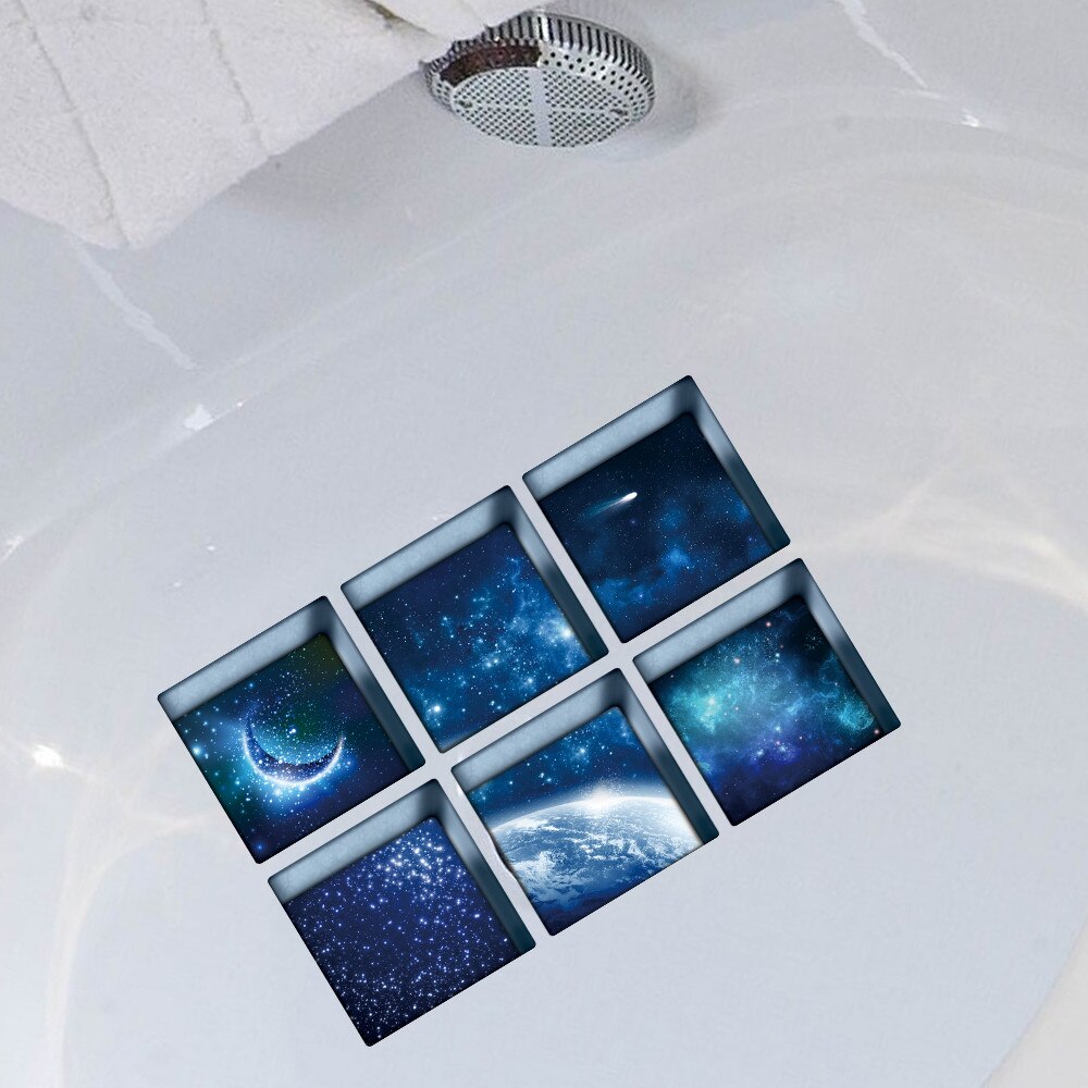 Funny 6pcs 3D bathtub stickers Water Shadow Pattern 3D Anti Slip Waterproof Bathtub Sticker Tub Bathroom Decal PVC Mural