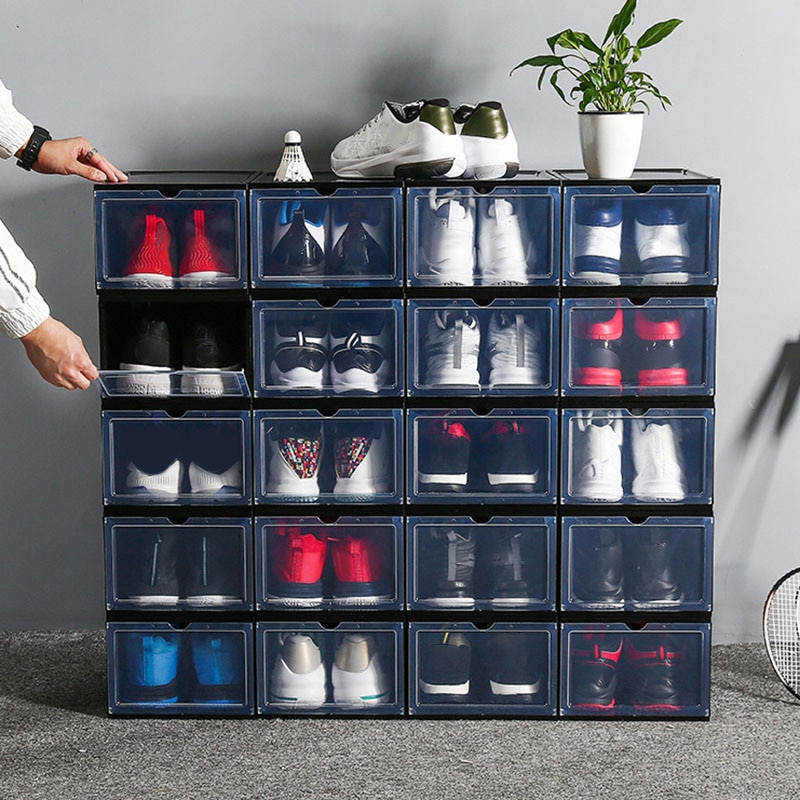 Boot Shoe Plastic Storage Transparent Box Stackabl... – Vicedeal