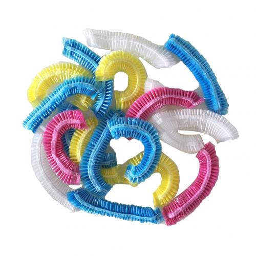 100Pcs Women Disposable Transparent Shower Hair Salon SPA Cap Protective Hat Anti-dust Protective Cap Shower Cap Hair Dye Cap: Mix Color