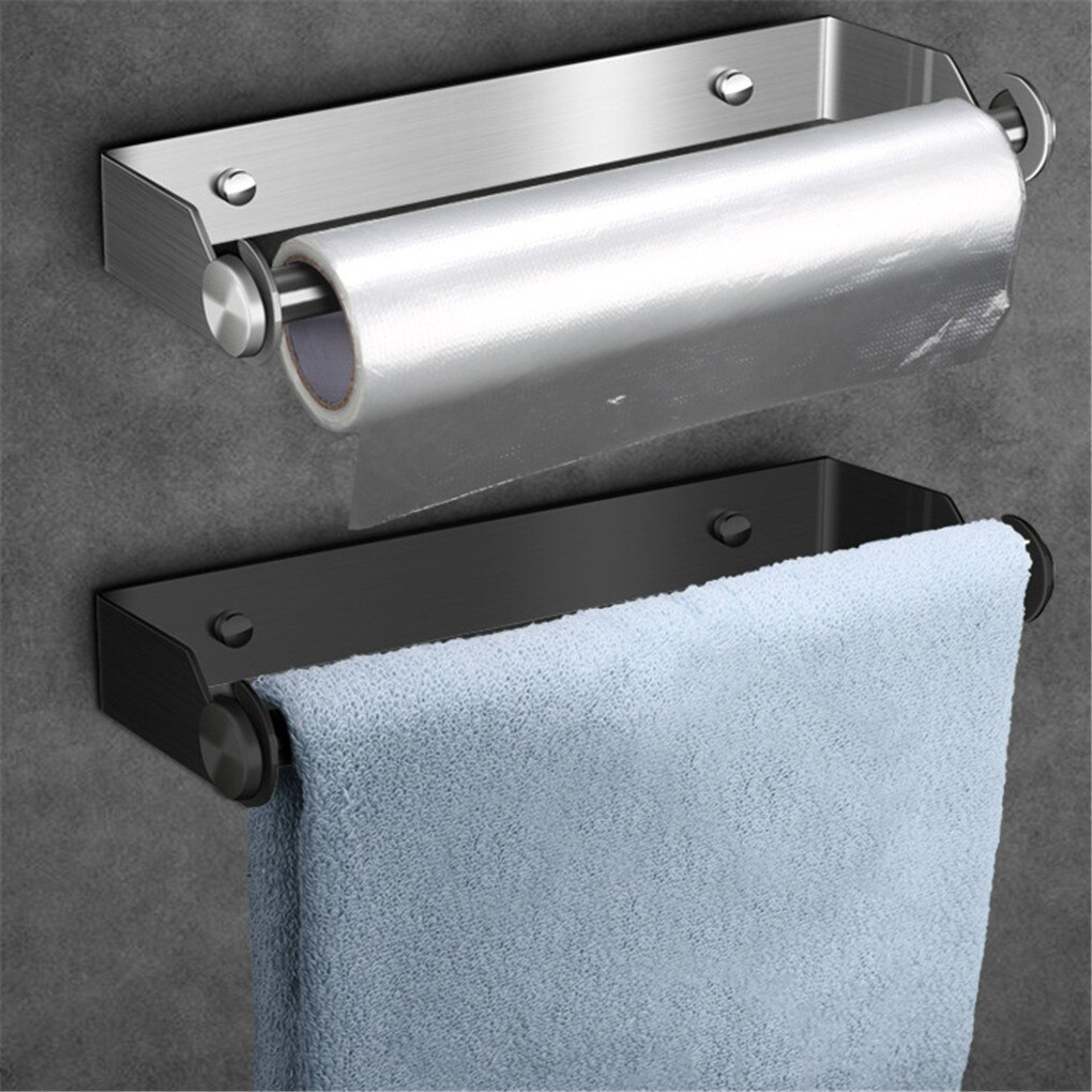 Stainless Steel Paper Towel Holder Kitchen Towel Holder Wall Mount Towel Roll Holder No Drilling Bathroom Paper Dispenser