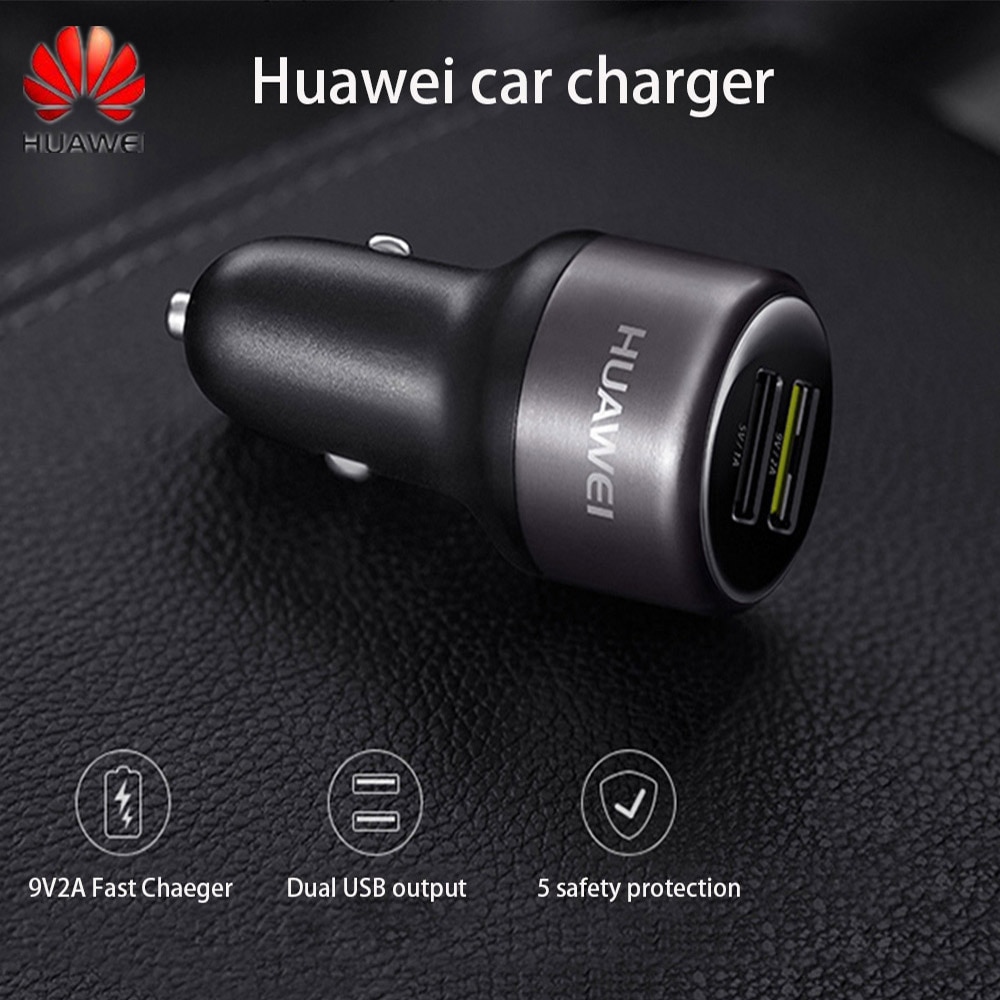 HUAWEI Original de CP31 carga rápida cargador de coche 9V 9V 2A 18W Dual USB incluyendo Cable de tipo C