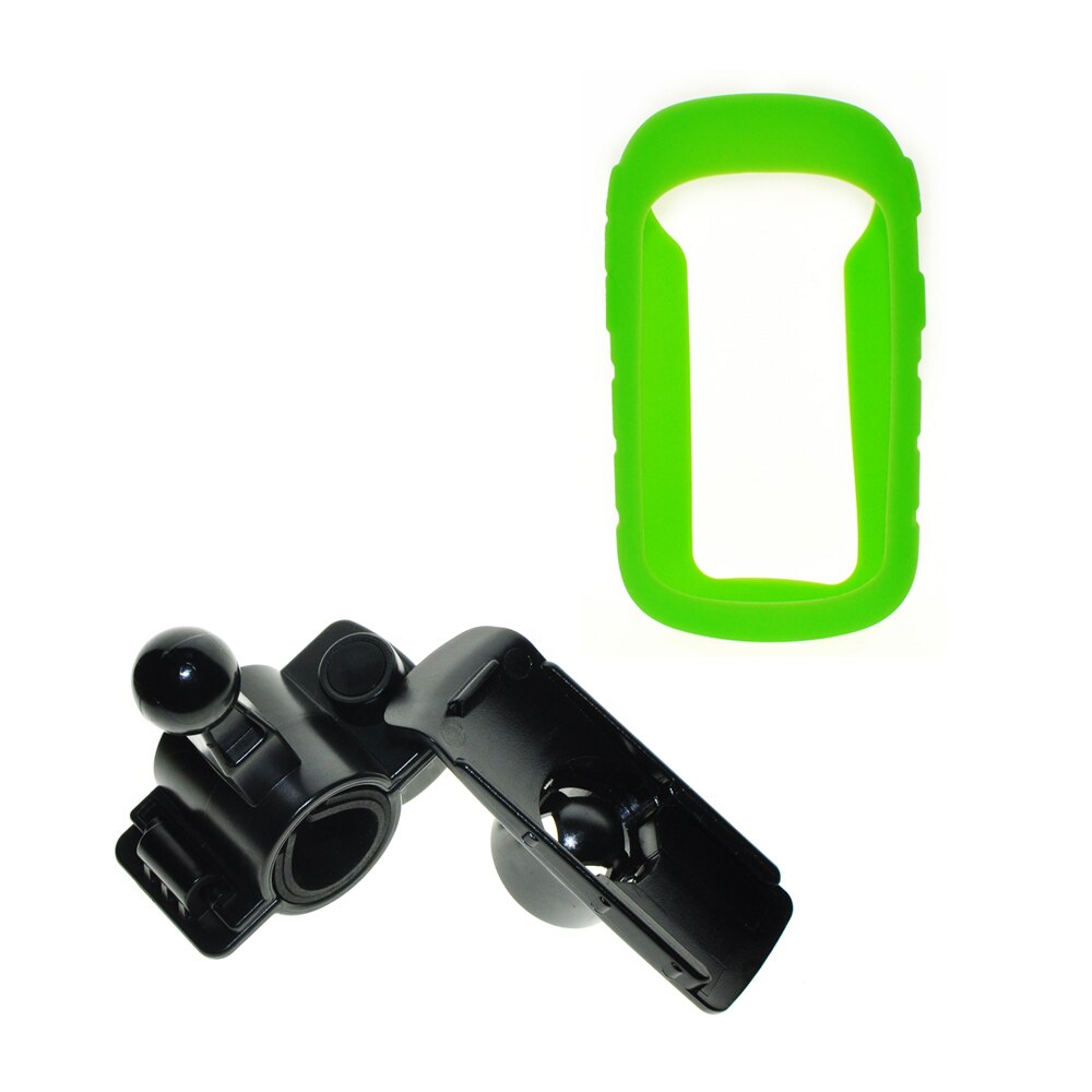 Soporte de montaje giratorio para bicicleta de motocicleta, funda protectora de silicona para GPS Garmin para eTrex 10 20 30 10x 20x 30x: Verde