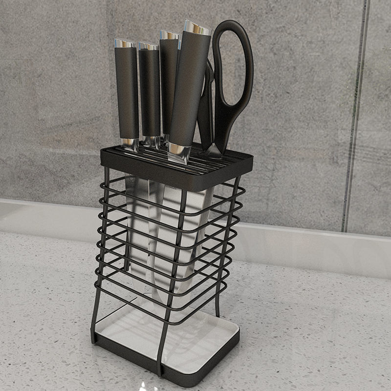 304 Stainless Steel Kitchen Knife Holder Knife Holder Household Multifunctional Storage Shelf Kitchen Utensils Knife Holder: Special offer  black