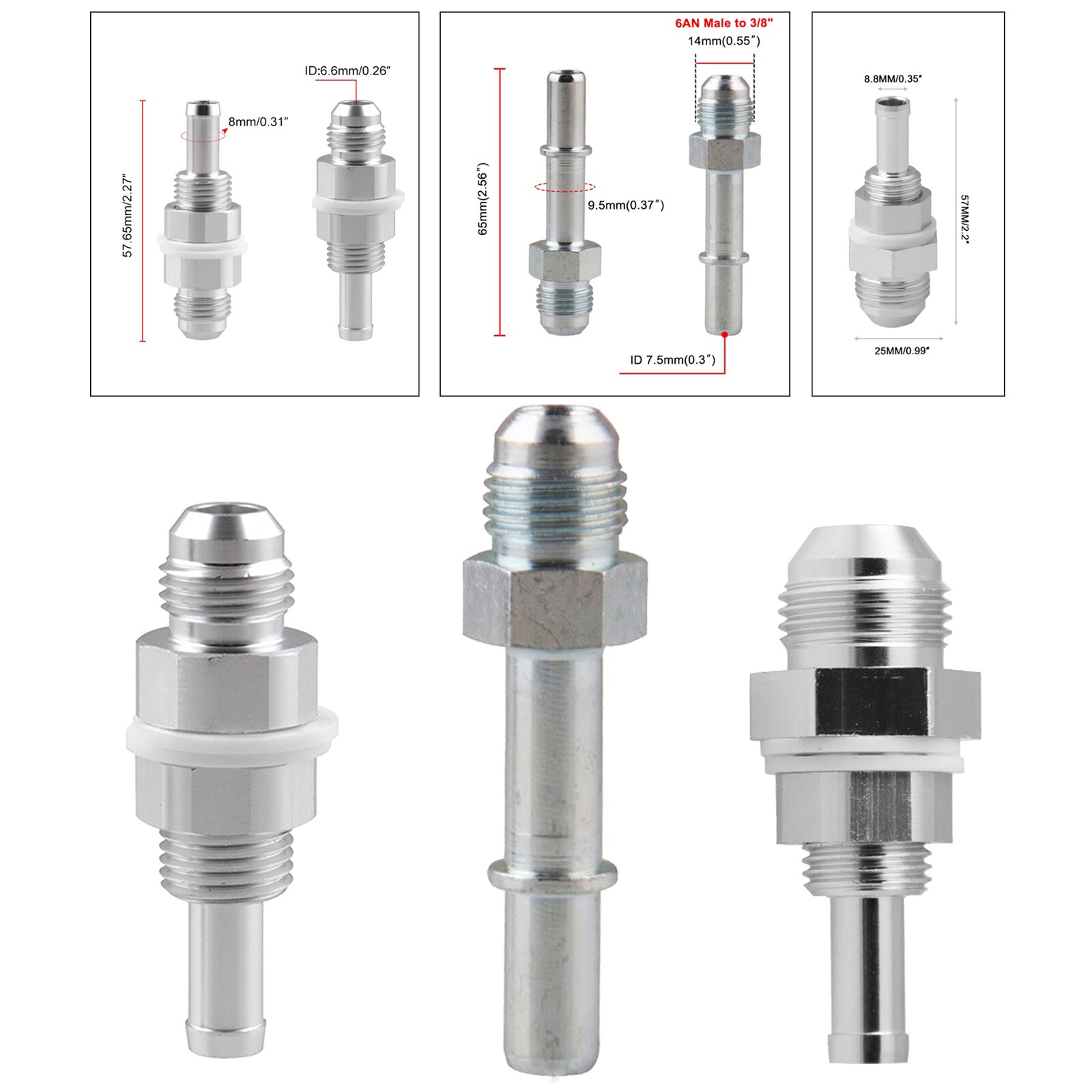 Quick Connect Fuel Rail Line Adapter Fitting, Made of Aluminum and with Premium