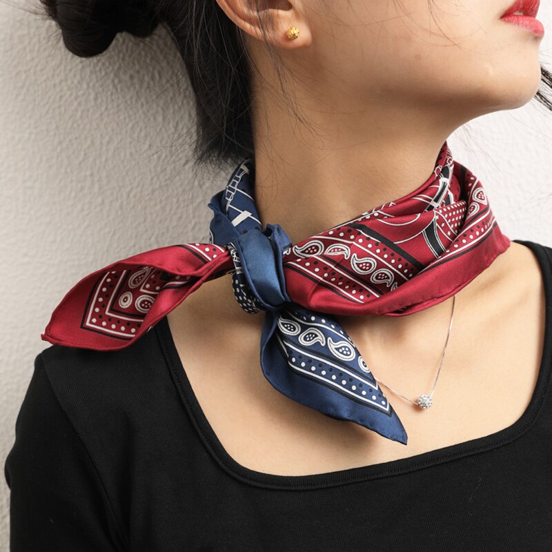 Retro Square Small Scarf Men Shirt Decorated Silk Neckwear Women Office Bandana