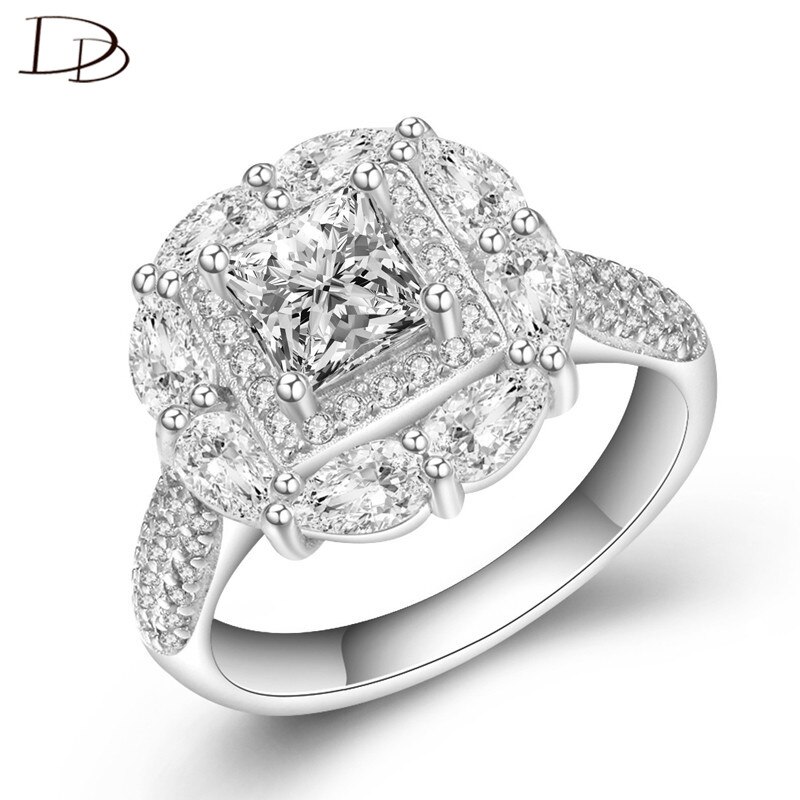 Dodo luxe bloemen trouwringen zilveren fijne sieraden grote aaa kubieke zirkonia ringen voor vrouwen bijoux femme  jz204