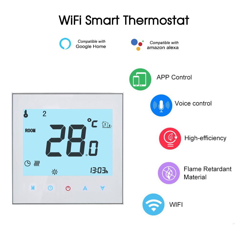 Electric Heating Thermostat Smart WiFi Digital Temperature Controller Tuya/SmartLife APP Control Voice Control LCD Thermostat